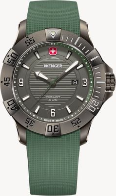 Wenger Seaforce Quartz (43mm) Gunmetal Dial / Green Silicone Strap 01.0641.143