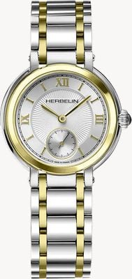 Herbelin Galet Small-Seconds Quartz (31.5mm) Silver Guilloché Dial / Two-Tone Stainless Steel Bracelet 10630BT28