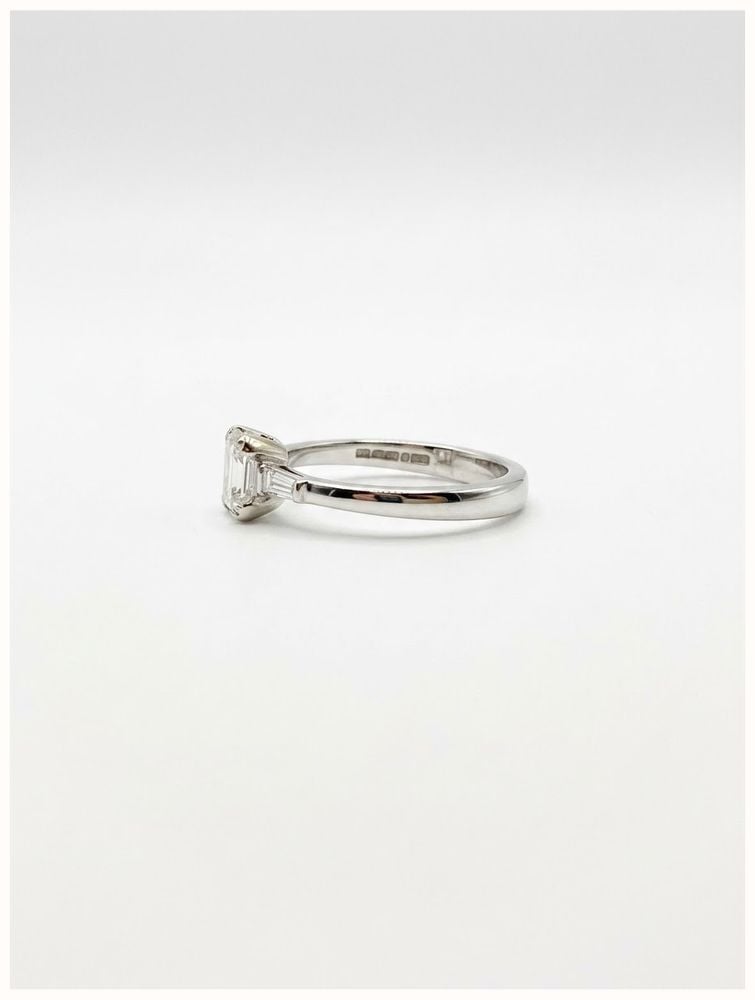 Baguette And Emerald Natural Diamond 18ct White Gold Trilogy Ring JM3150 - alternate view 2