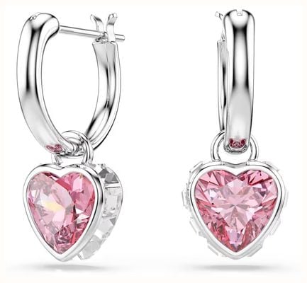 Swarovski Chroma drop earrings, Heart, Pink, Rhodium plated 5757814