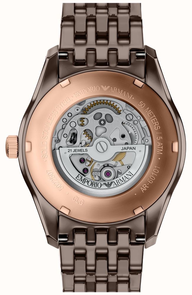 Emporio Armani Ceramic Automatic (43mm) Skeleton Dial / Brown Ceramic Bracelet AR60101 - autre vue 3