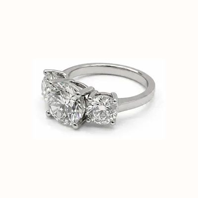 James Moore & Co Platinum Lab Grown 3 Stone Round Brilliant Cut 5.00ct Diamond Ring J55327