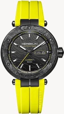 Herbelin Newport Carbon Titanium Automatic (43mm) Black Dial / Yellow Rubber 1788CTN14CY