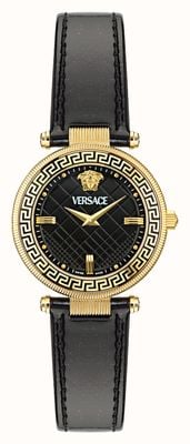Versace Reve (35 mm) zwarte wijzerplaat / zwart lederen band VE8B00224