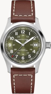 Hamilton Khaki Field Automatic (38mm) Khaki Green Sunray Dial / Brown Leather Strap H70455560