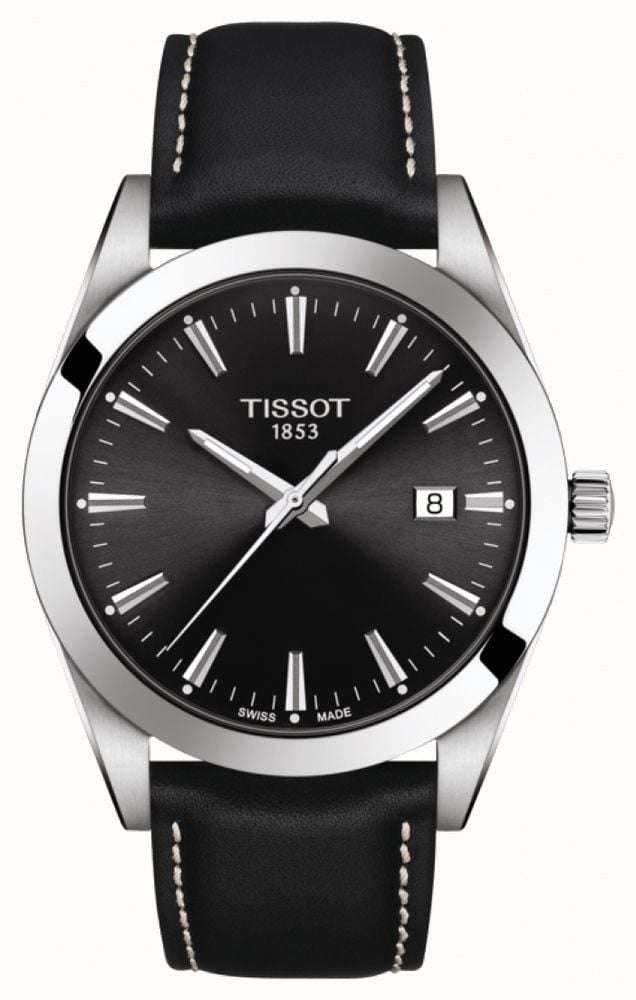 Tissot Gentleman Black Leather Strap Black Dial T1274101605100