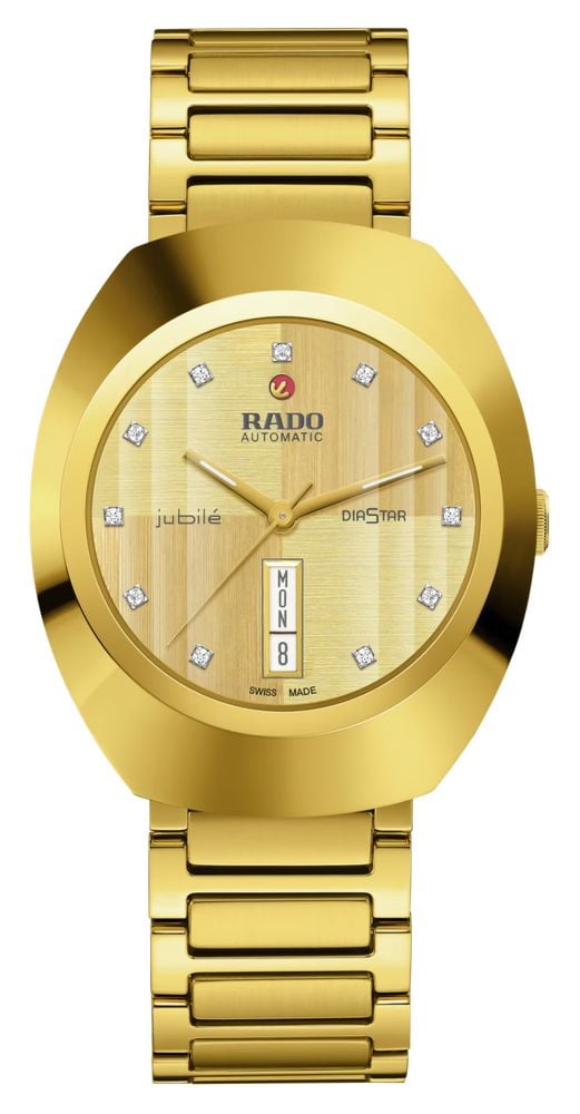 RADO DiaStar Original Diamonds Automatic 38mm Golden Brushed Dial Gold PVD Stainless Steel Bracelet R12161733 James Moore Co. Jewellers of Distinction Since 1997 in Kenilworth Warwickshire