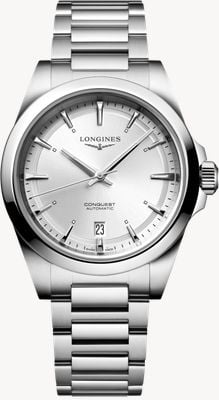 LONGINES Conquest automatische (38 mm) zilveren wijzerplaat / roestvrijstalen armband L37204726
