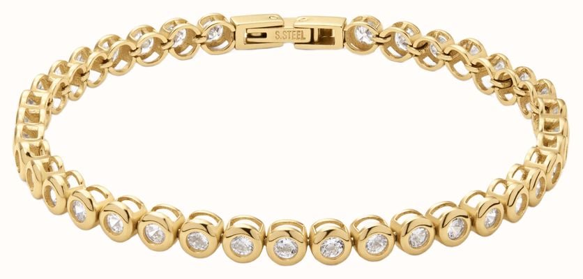 D.LOUISE Bezel Tennis Gold Plated Bracelet Size 16 SKB-055-16