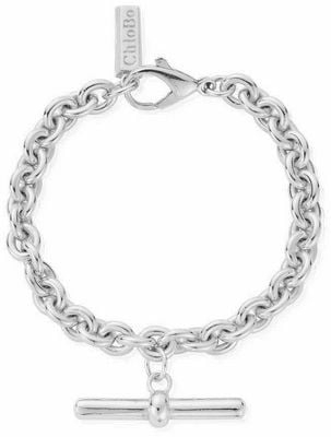 ChloBo Anchor Chain T-Bar Sterling Silver Bracelet CC-S-BR-18-S1