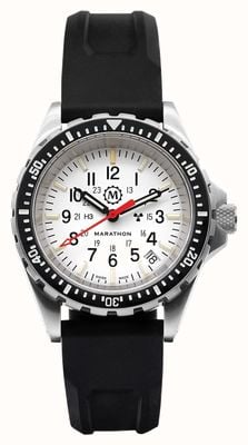 Marathon Quartzo de mergulhador médio da edição ártica | msar | mostrador branco | pulseira de silicone preta WW194027SS-0530