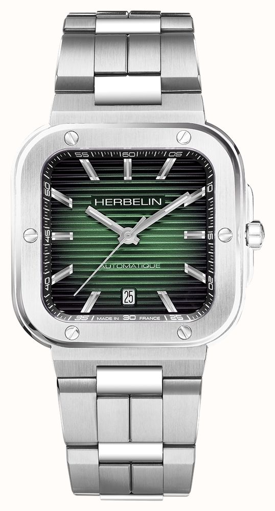 Herbelin Men's Cap Camarat Square Automatic (39mm) Green Dial / Stainless  Steel 1646B16 - First Class Watches™ USA