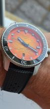 Customer picture of Tissot Seastar 2000 Powermatic 80 (44mm) Orange Wave Dial / Black Rubber Strap Watch T1209071728100