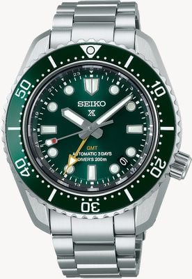 Seiko Brazalete automático de acero inoxidable Prospex 'marine green' traveller gmt SPB381J1