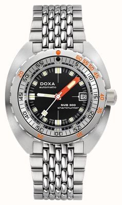DOXA サブ300 シャークハンター（42.5mm）ブラックアイコニックダイヤル / ステンレススチール製ライスグレインブレスレット 821.10.101.10