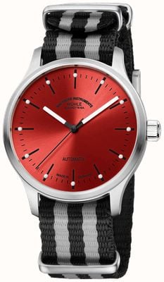 Mühle Glashütte Panova 红色自动腕表（40 毫米）红色太阳纹表盘 / 黑灰色北约织物表带 M1-40-78-NB