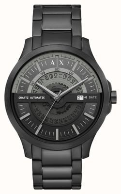 Armani Exchange Homens | mostrador preto | pulseira de aço inoxidável preta AX2444