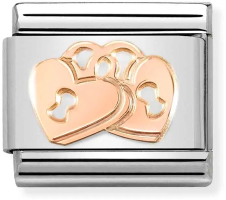 Nomination Classic Padlock Hearts Rose Gold Charm 430104/39