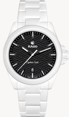 RADO Captain Cook Discover Automatic (40.7mm) Black Wave-Pattern Dial / White High-Tech Ceramic Bracelet R32278162