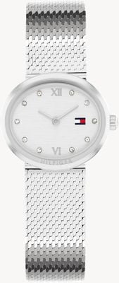 Tommy Hilfiger Moria (25mm) White Dial / Stainless Steel Mesh Bracelet 1782846
