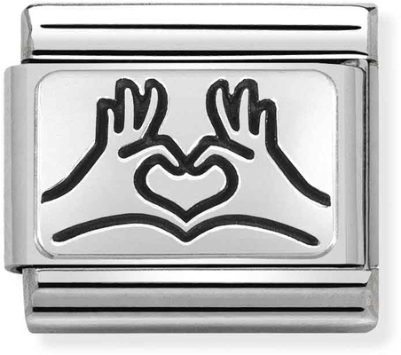 Nomination Classic Heart Oxidised Sterling Silver & Steel Charm 330109/58