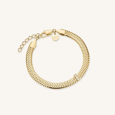Rosefield Jewellery Large Snake Gold Plated Bracelet With Crystals JBSCG-J1191