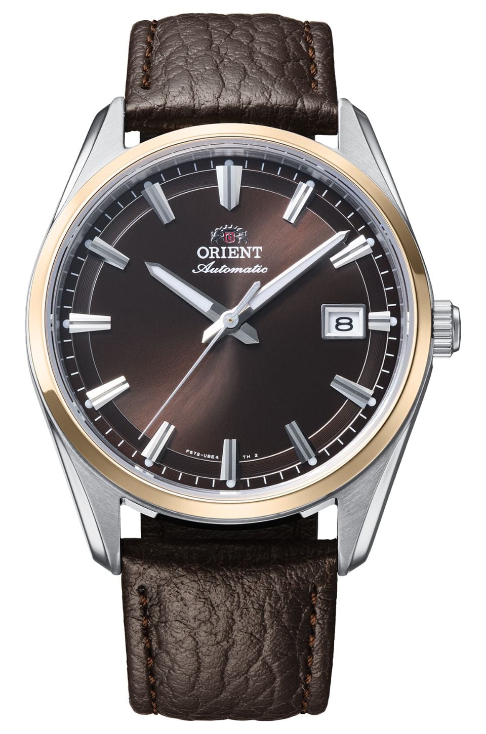 Orient Stretto date (38,5 mm), cadran marron / bracelet en montre