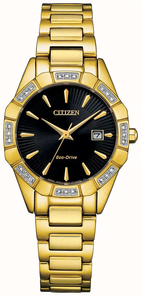 Citizen gold eco drive with diamonds hotsell