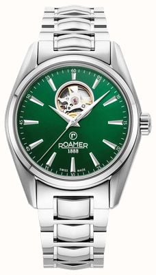 Roamer Searock master pulseira de aço inoxidável com mostrador verde automático 984985 41 75 20
