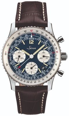 Sinn 903 st be ii der Navigationschronograph (41mm) dunkelblaues Zifferblatt / braunes Lederarmband 903.091-DARK-BROWN-LEATHER