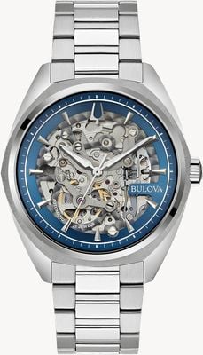 Bulova Automatisches Skelett-Zifferblatt der Surveyor / Edelstahlarmband 96A292