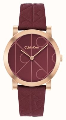 Calvin Klein CK Monogram (32mm) Burgundy Dial / Burgundy Leather Strap 25100130