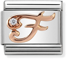 Nomination Classic Letter F 9ct Rose Gold & Steel Charm 430310/06