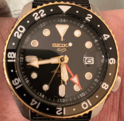 Seiko 5 Sports SKX GMT Mocha Black Dial / Brown Leather Strap