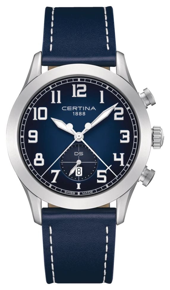 Certina Ds pilot quartz (43mm) cadran bleu fumÃ© / bracelet montre