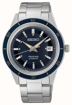 Seiko Reloj presage estilo años 60 con esfera azul SRPG05J1
