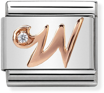 Nomination Classic Letter W 9ct Rose Gold & Steel Charm 430310/23