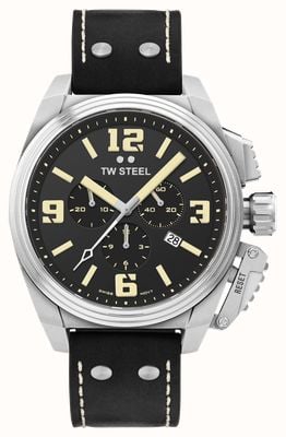 TW Steel Cronografo mensa (46 mm) quadrante nero/cinturino in pelle nabuk nero TW1011