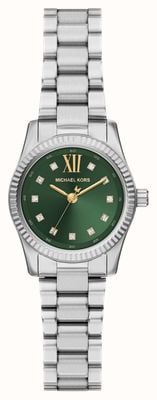 Michael Kors Lexington Petite Kristall (26 mm), grünes Zifferblatt mit Sonnenschliff / Edelstahlarmband MK7580