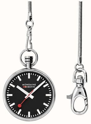 Mondaine Official Swiss Railways Pocket Watch (43mm) Black Dial / Stainless Steel A660.30316.20SBB