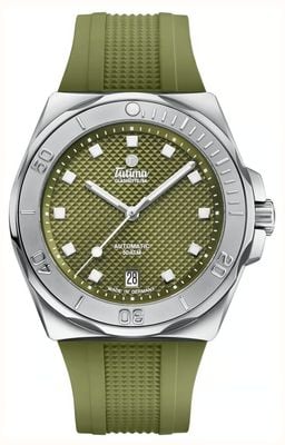 Tutima Glashütte M2 Seven Seas S automatisch (40 mm) met matgroene decoratieve wijzerplaat / groene FKM rubberen band 6156-23