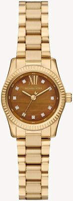 Michael Kors Lexington petite cristal (26 mm) cadran marron / bracelet en acier inoxydable plaqué or MK7578