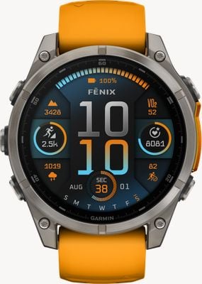 Garmin Fenix 8 47mm AMOLED Sapphire Premium Multisport GPS Smartwatch Titanio con Silicone Arancione Spark 010-02904-11