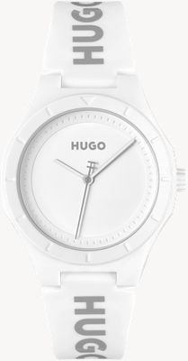HUGO Quadrante bianco #lit (36mm) da donna / cinturino in silicone bianco 1540165