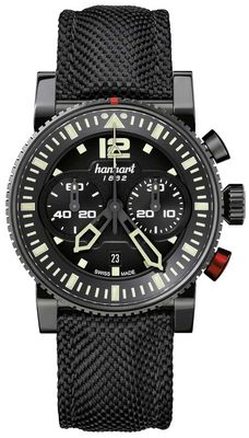 Hanhart PRIMUS Pilot Automatic Chronograph (44mm) Black Dial / Black Textile Strap - M 740.510-3020