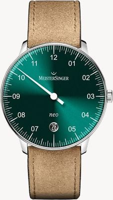 MeisterSinger Neonowy, słoneczny, zielony, zniszczony pasek skórzany NE919D