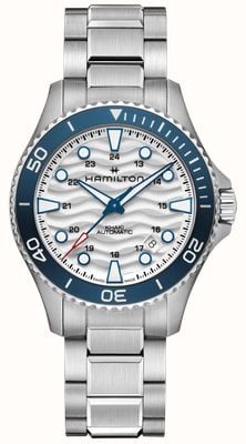 Hamilton Khaki Navy Scuba Automatik (40 mm) mit weißem Wellenzifferblatt / Edelstahlarmband H82425110