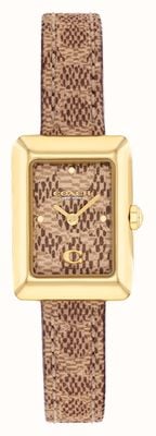 Coach Damenuhr von Mara, goldfarben, braunes Lederarmband 14504585