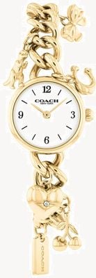 Coach Relógio Iris com mostrador branco de 22 mm e pulseira de aço com detalhes em dourado. 14504648