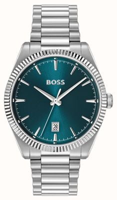 BOSS Relógio Cheswick de quartzo com três ponteiros (40 mm), mostrador azul e pulseira de aço inoxidável. 1514309